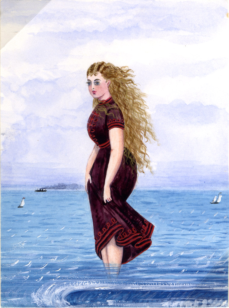 Watercolour of a woman in the sea