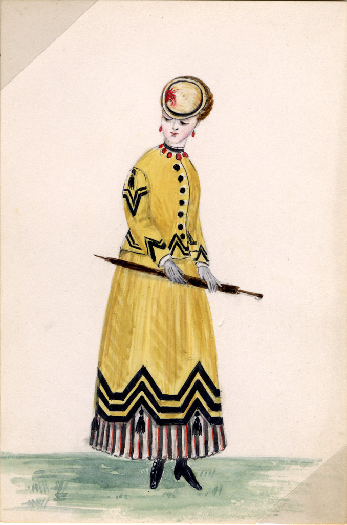 Watercolour of a walking dress